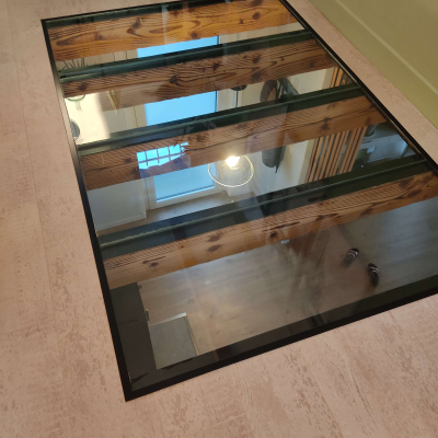 Plancher verre sur bois